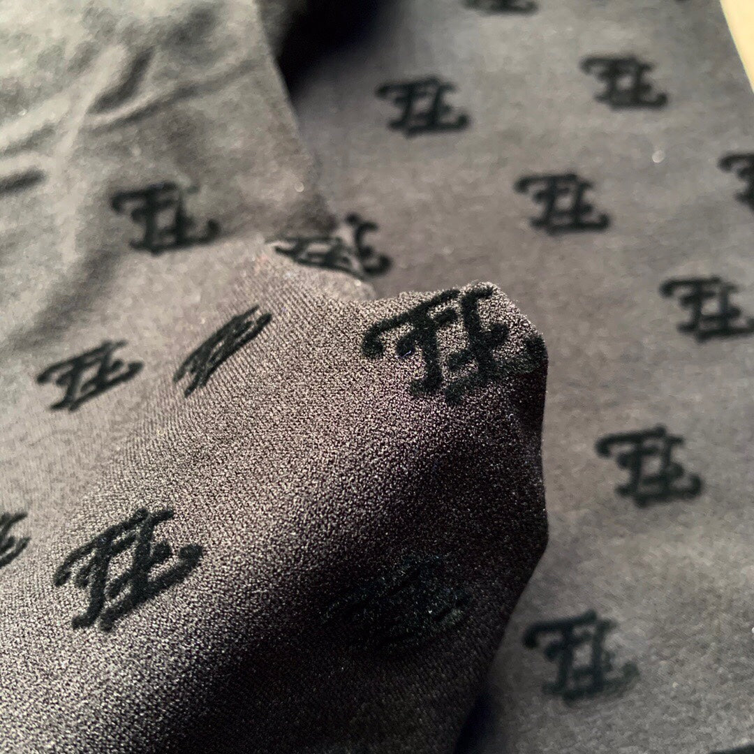 Fendi wave FF logo pantyhose black thickened flocking velvet