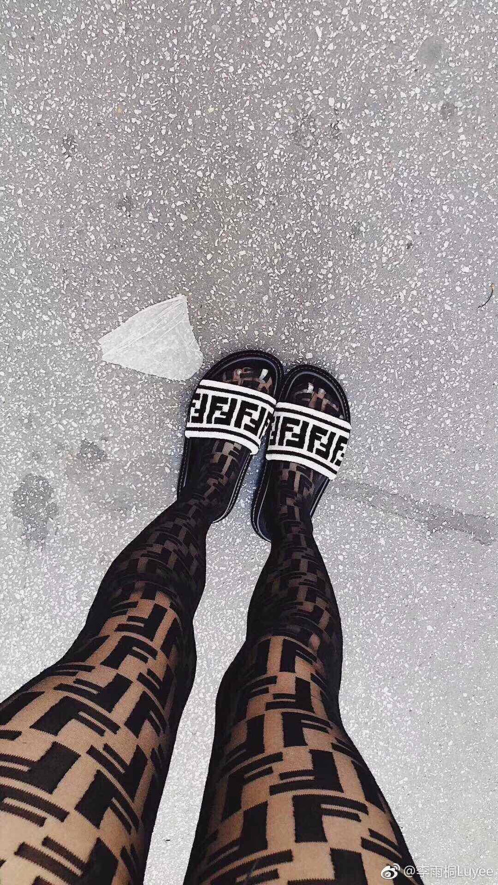 Fendi FF logo semi-transparent flocked pantyhose