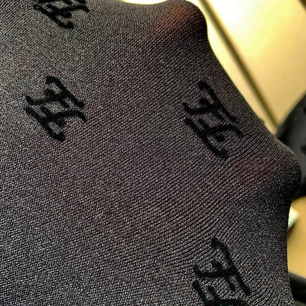Fendi thickened wave FF logo flocked black pantyhose