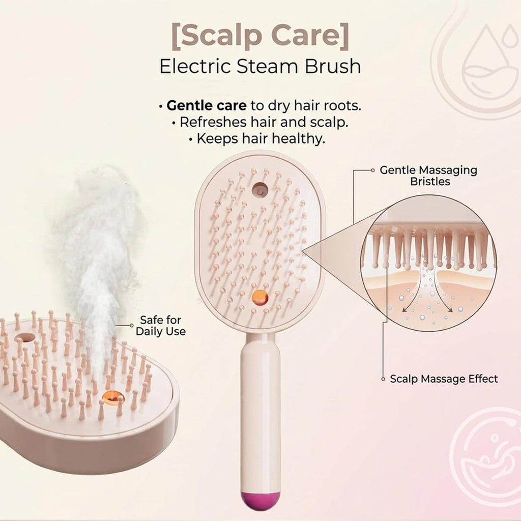 2026 New Electric Steam Brush, Electric Steam Brushs for Hair, Rechargeable Steam Hair Straightener with Water Spray, Detangling Steam Brush for Reduce Frizz, Nourishes Hairs (Pink)