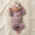 Newborn Baby Girl Coming Home Outfit Mauve Floral Embroidered Romper Personalized Baby Shower Gift