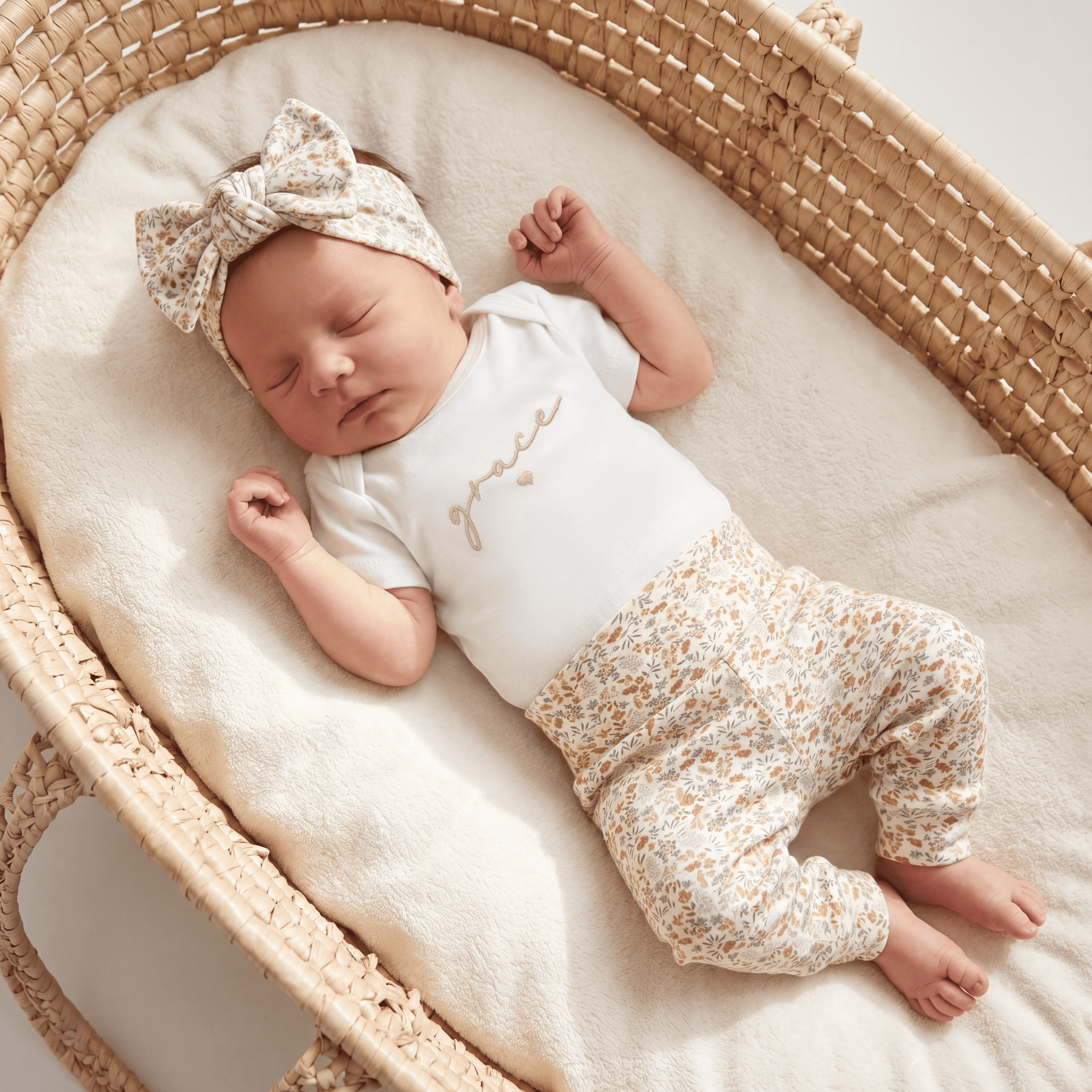 Embroidered Baby Girl Outfit Personalized Newborn Gift for Baby Shower Coming Home Outfit