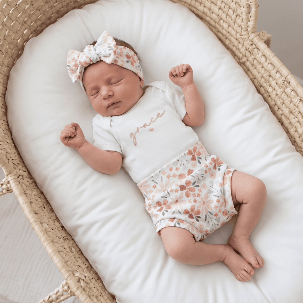 Newborn Baby Girl Outfit New parent gift Embroidered Baby Girl Outfit Personalized Baby Announcement