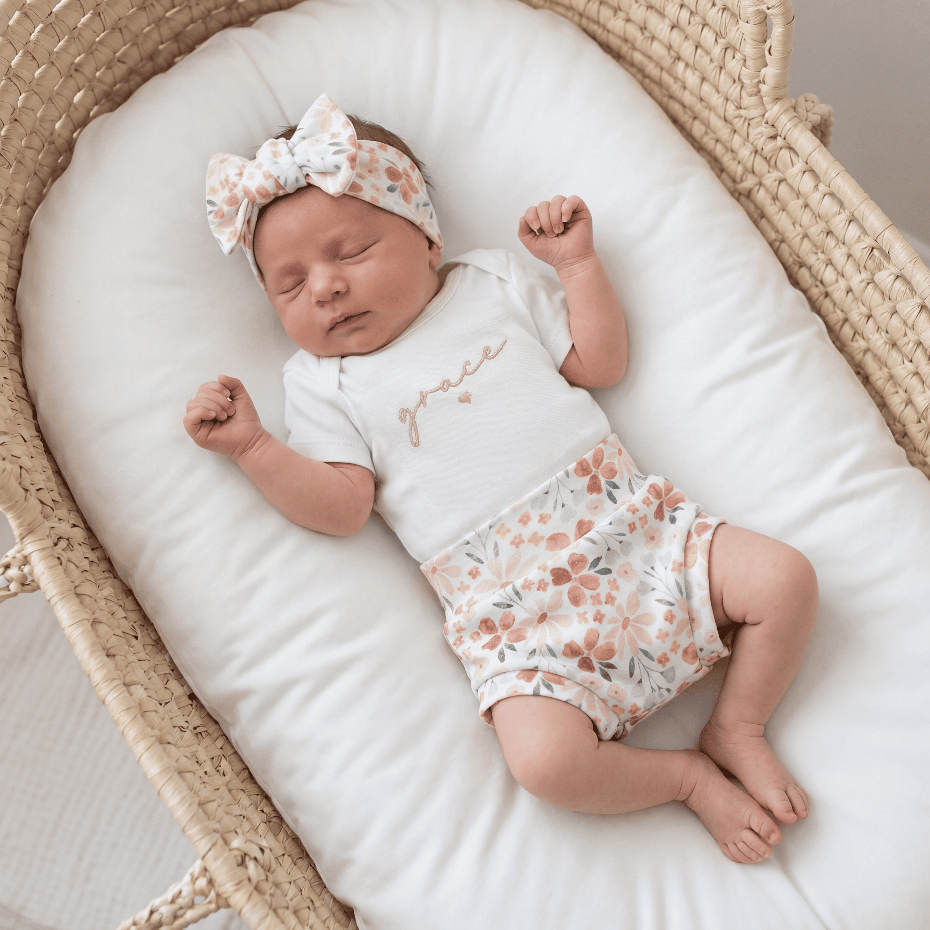 Newborn Baby Girl Outfit New parent gift Embroidered Baby Girl Outfit Personalized Baby Announcement